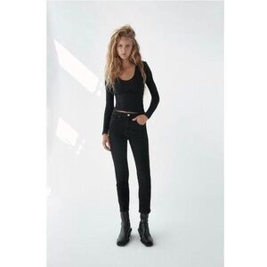 Zara Slim Fit High Rise Black Jeans